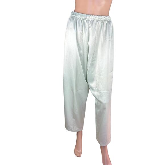 Vintage Val Mode Lingerie 2 Pieces Pale Green Satin Pant & Top Sleepwear Set M - Picture 5 of 12